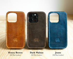 Handmade Leather iPhone Wallet Folio | Leather Case | Saddle