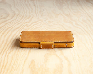 iPhone Leather Wallet Folio | Leather Case | Handmade | Oil Waxed Leather | Golden Brown