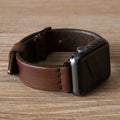Handmade Walnut oil-waxed leather Apple Watch band by Ravenweave