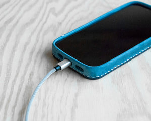 iPhone Leather Case | Handmade | Oil Waxed Leather | Jeans Blue