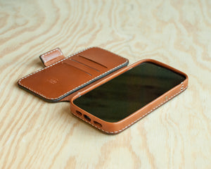 Ravenweave Saddle leather iPhone wallet folio, main view