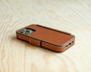 Ravenweave Saddle leather wallet folio case for iPhone