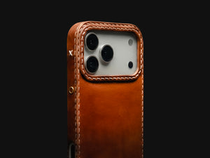 Ember oil-waxed leather iPhone case by Ravenweave, handmade in Hong Kong