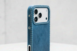 iPhone Leather Case | Handmade | Oil Waxed Leather | Jeans Blue